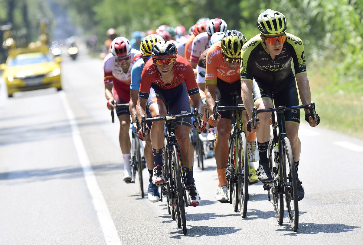 Dylan Teuns and Chris Juul-Jensen at the head of the breakaway