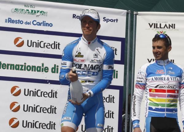 Manuel Belletti (Colnago-CSF Inox) on the podium