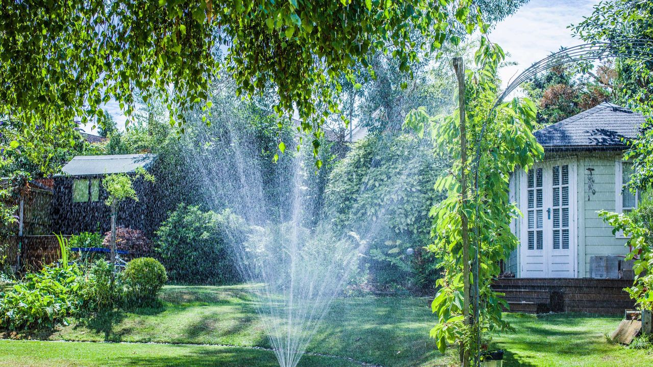 sprinkler in garden