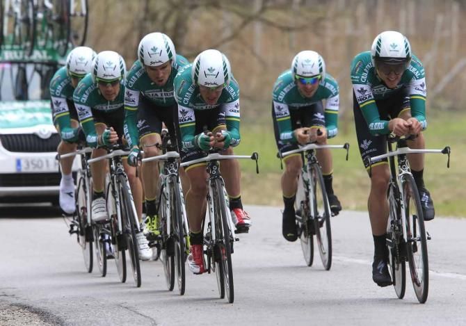 Caja Rural in the Giro del Trentino team time trial.