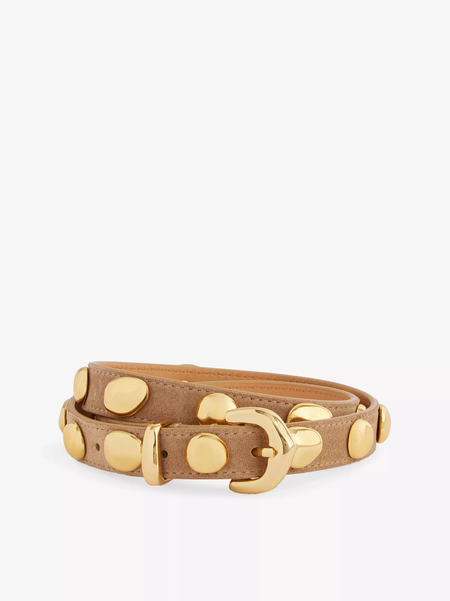 Eyelet-Embellished Nubuck Belt