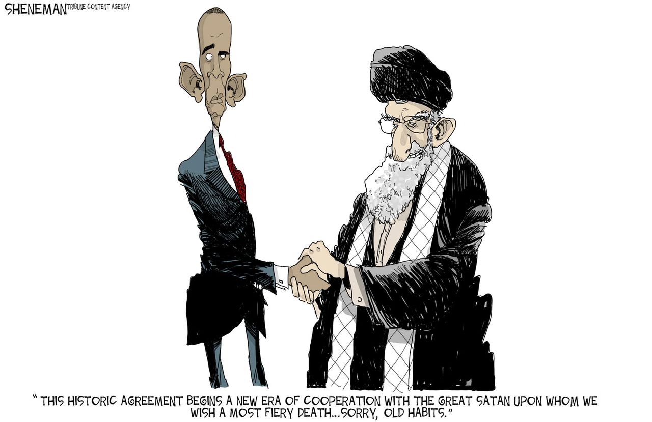 Obama cartoon World Iran Nuclear Deal