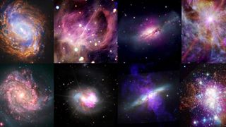 A collection of eight different NASA images, composited from different telescopes technology