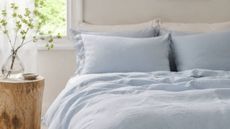 A light blue bedding set from Cuddledown. 