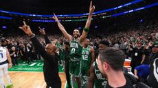 Jayson Tatum celebrates Boston Celtics NBA championship