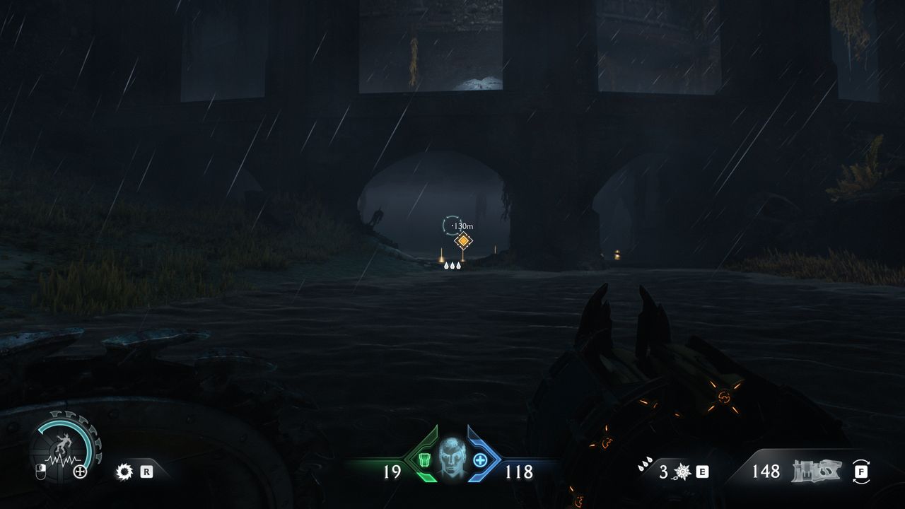 Doom: The Dark Ages Chapter 14 secrets - Gold bars leading towards a life sigil in a cave under a large building.
