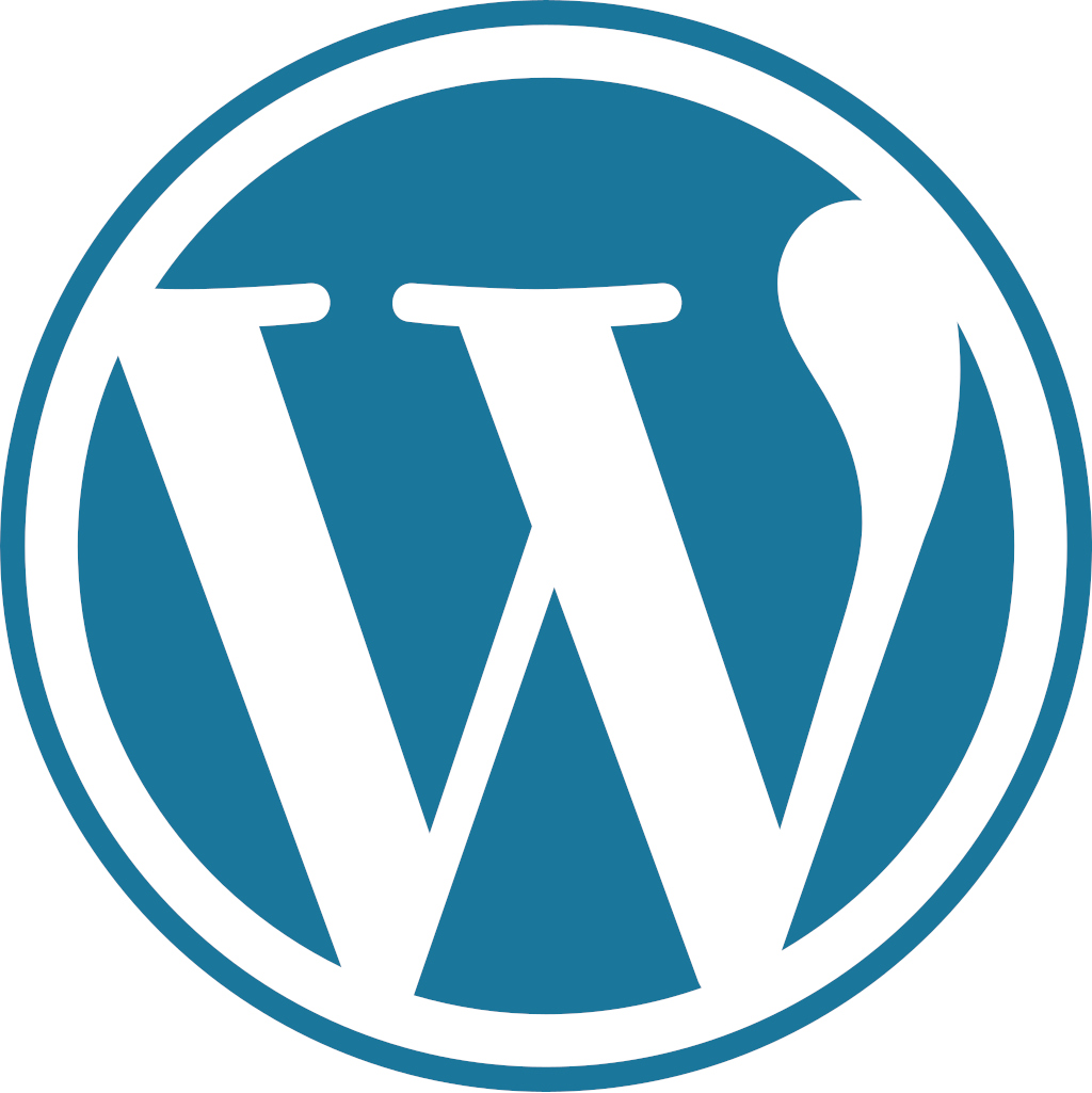 Wordpress blue 'W' logo on white background
