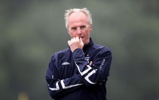 Sven-Goran Eriksson looks thoughtful as he watches training