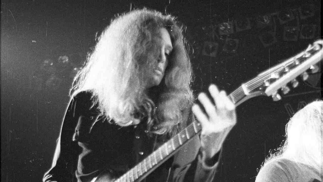 Lynyrd Skynyrd guitarist Allen Collins performing onstage in 1973