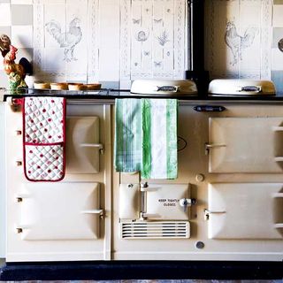 kitchen with aga and napkins