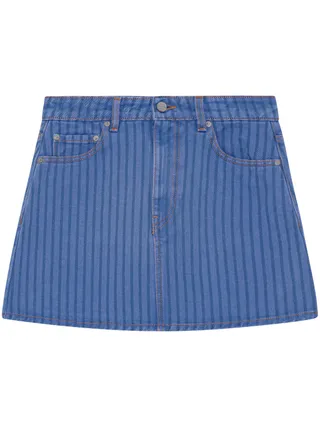 Stripe Overdyed Denim Mini Skirt