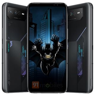 A rumored look at the "Batman Edition" for the ASUS ROG Phone 6.