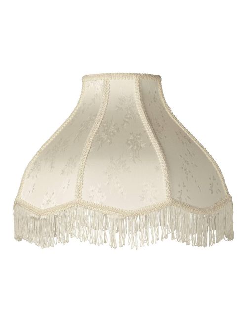 Slant Lamp Shade Large Cream Dome Traditional Fabric Floral Scalloped Spider Harp Finial