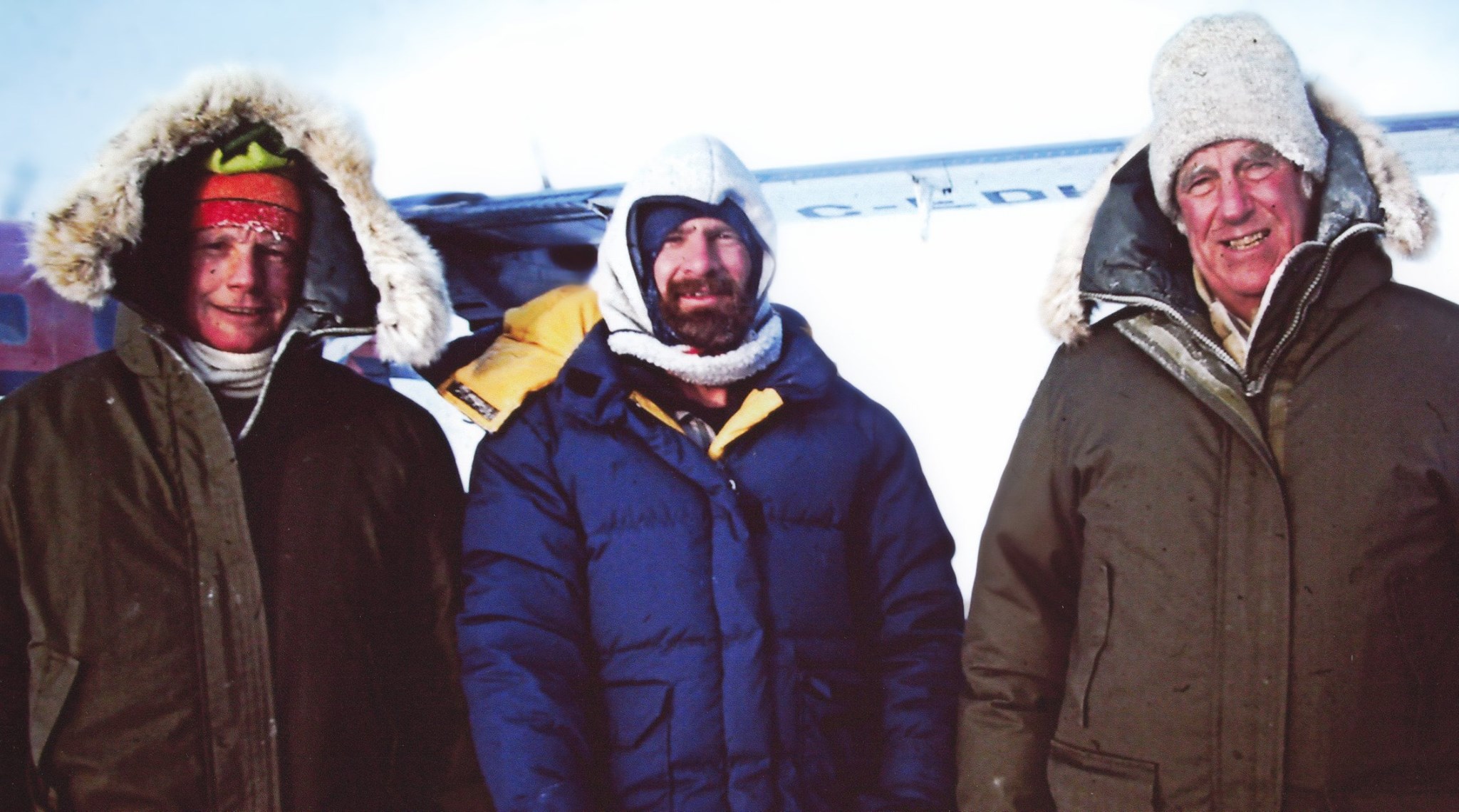 Neil Armstrong, Mike Dunn, and Sir Edmund Hillary at the North Pole in 1985