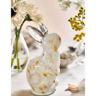 Glass Art Bunny Decorative Object