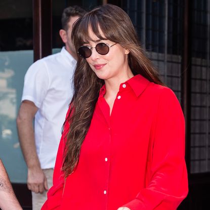 Dakota Johnson was spotted in early-fall loafers and light-wash jeans