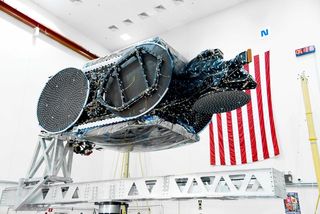 Another look at the EchoStar 23 satellite as it is prepared for a March 2017 launch aboard a SpaceX Falcon 9 rocket.