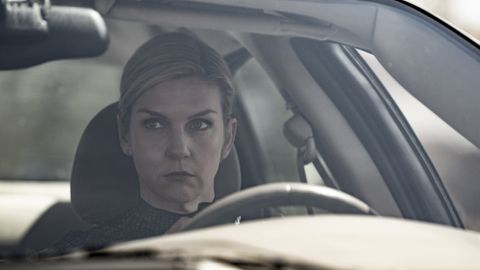 Rhea Seehorn sits in a car in Better Call Saul