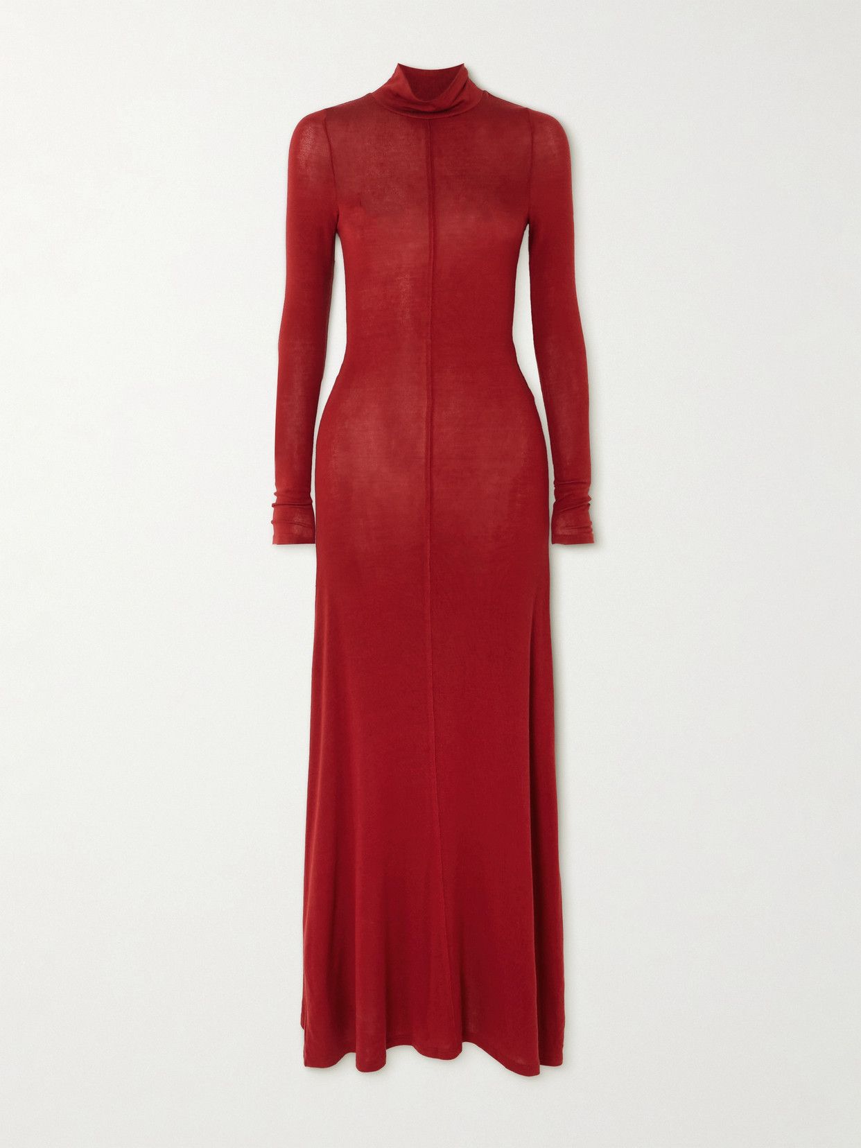 Stretch-Wool Turtleneck Maxi Dress