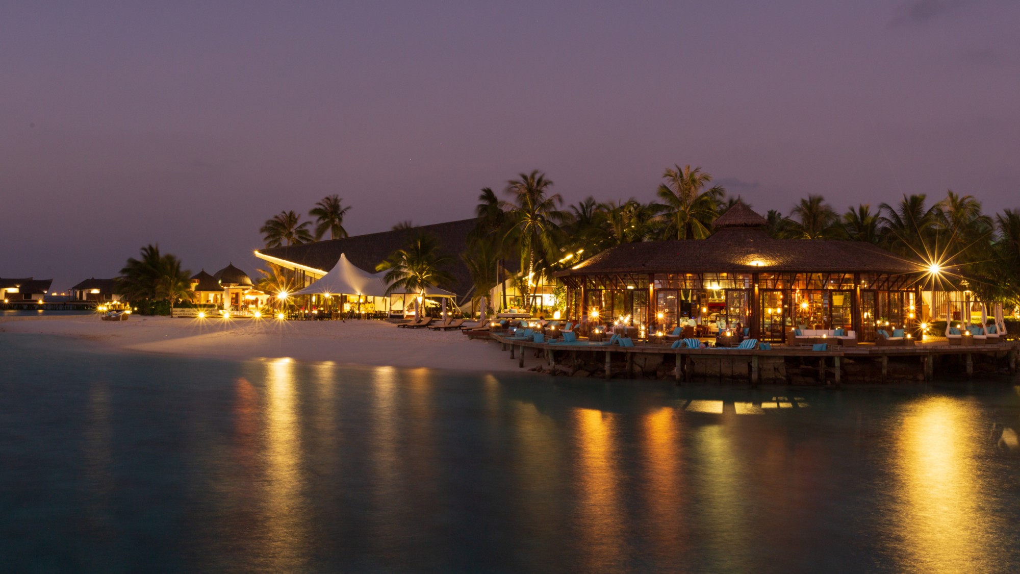 OZEN Reserve Bolifushi lit up at night
