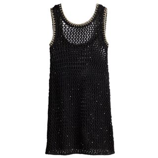 H&M Sequinned Crochet Look Mini Dress