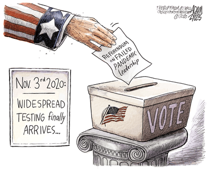 Political Cartoon U.S. coronavirus testing vote 2020 election