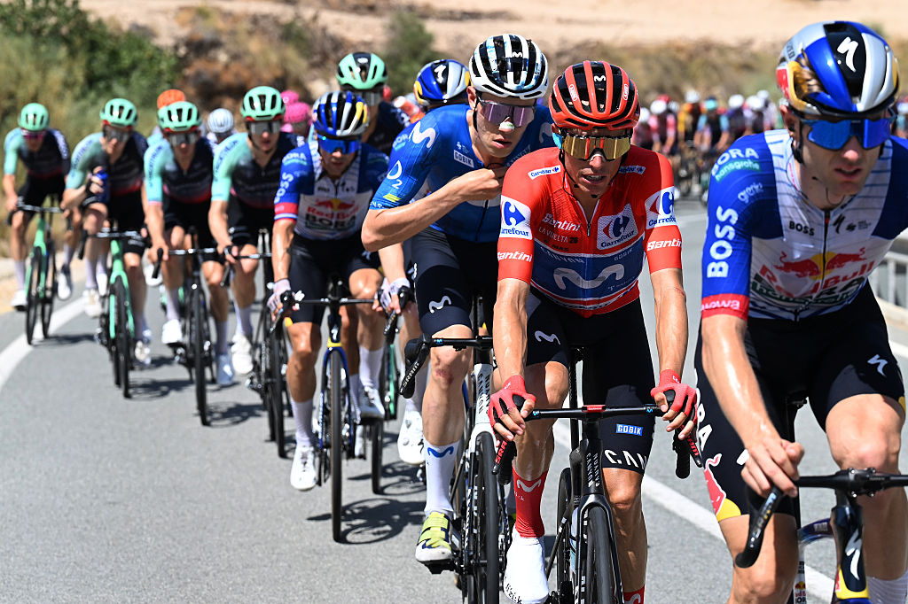 The peloton lined out on stage 12