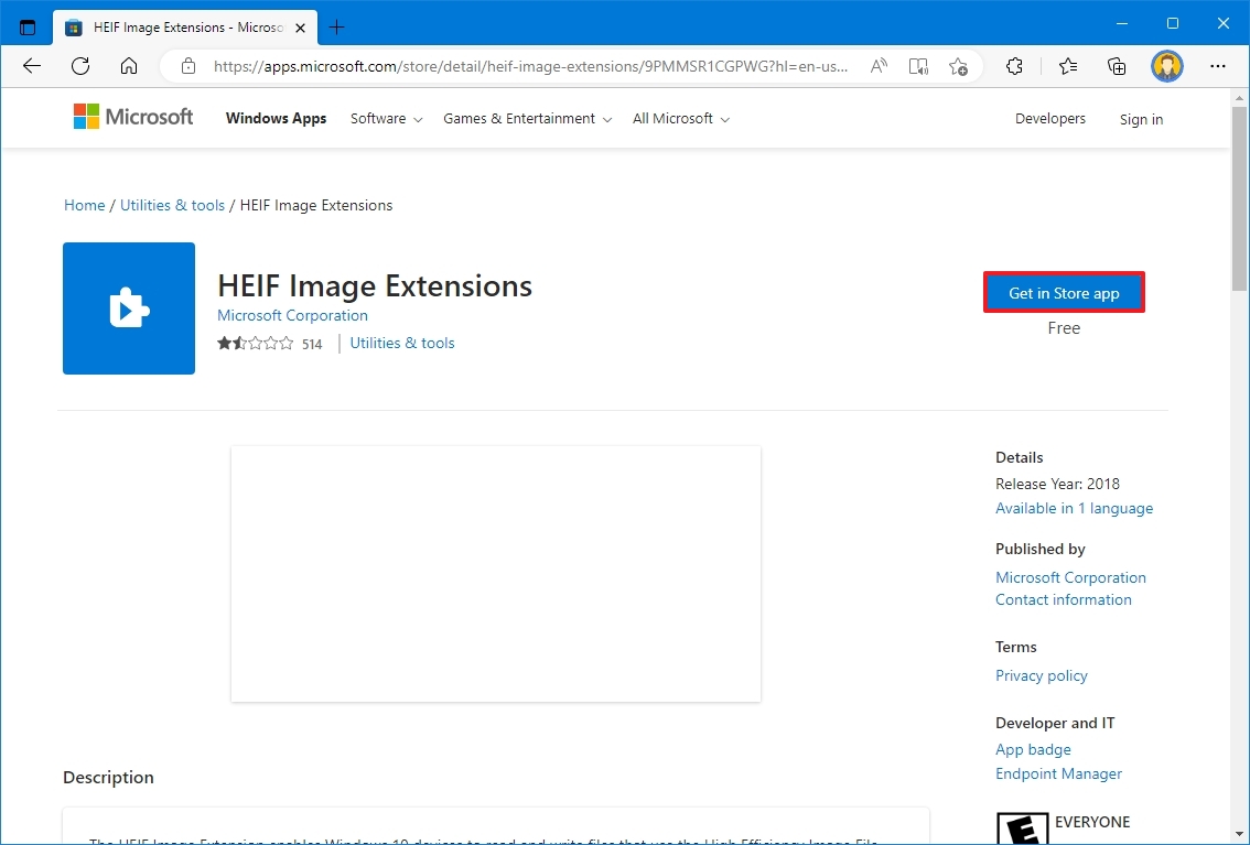 Бесплатная загрузка кодека HEIF на Windows 10