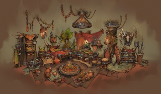 Concept art for housing in World of Warcraft.