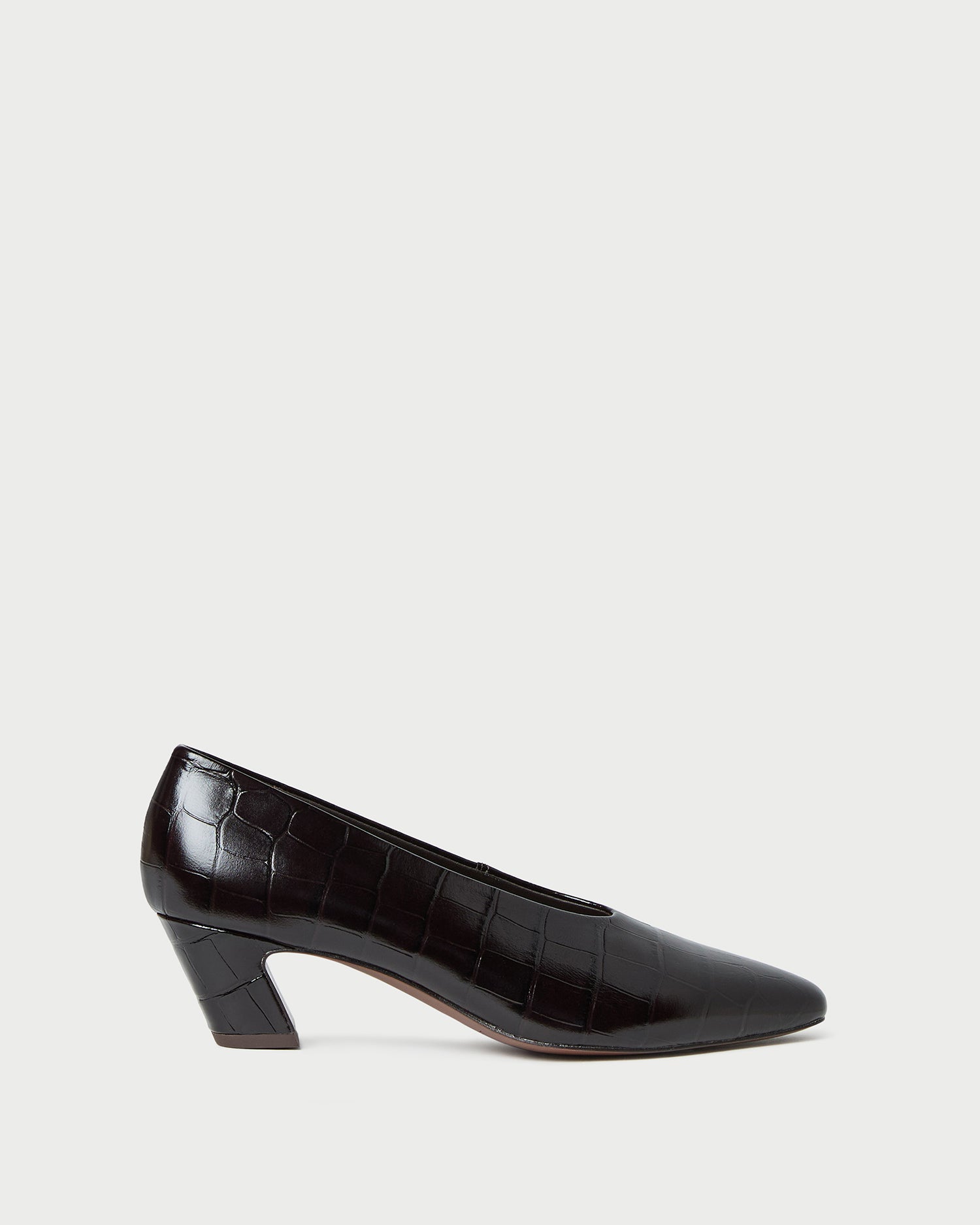 Neive Crocodile Leather Low Pump - Ebony / 5