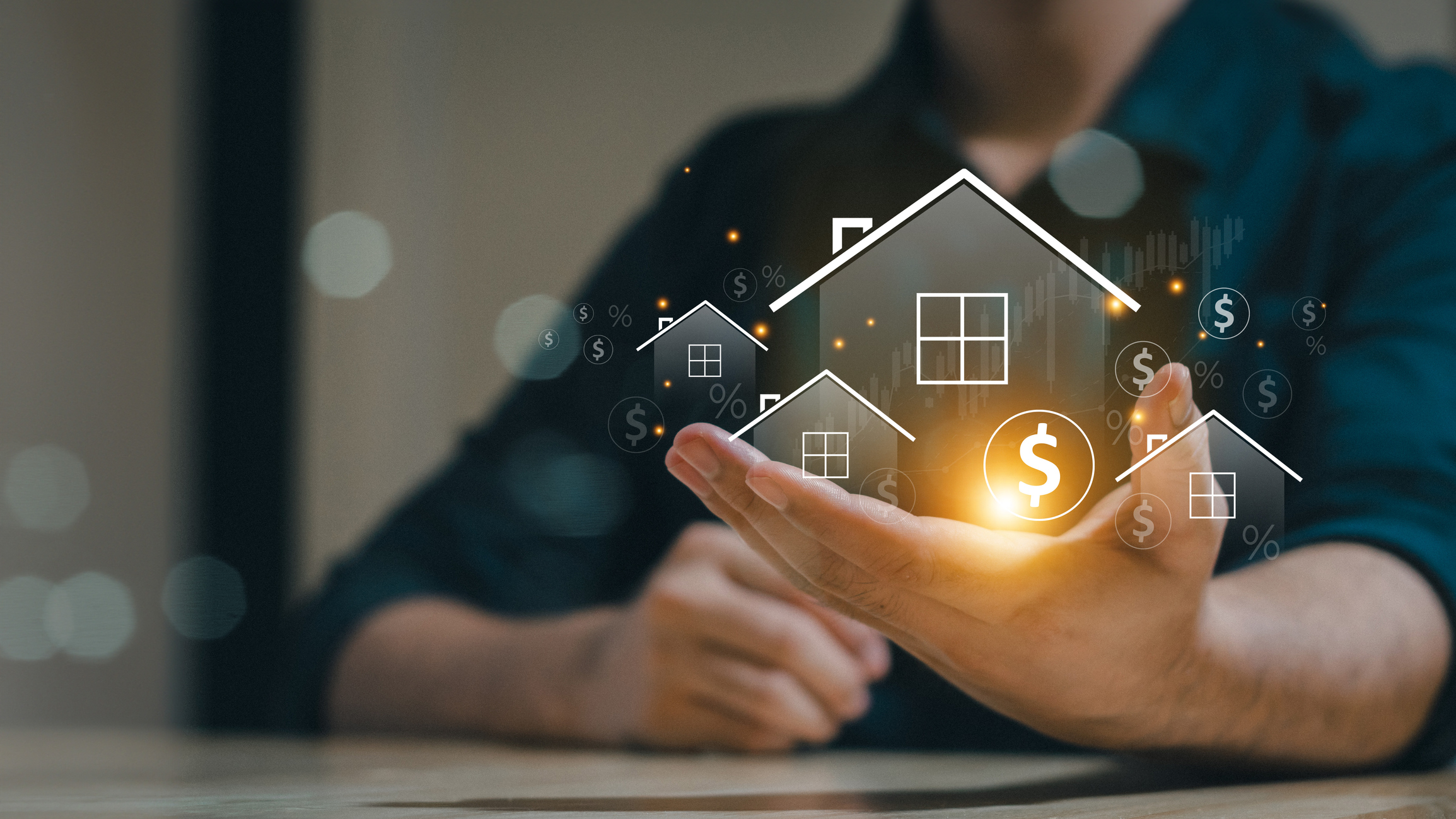 hand holding virtual properties