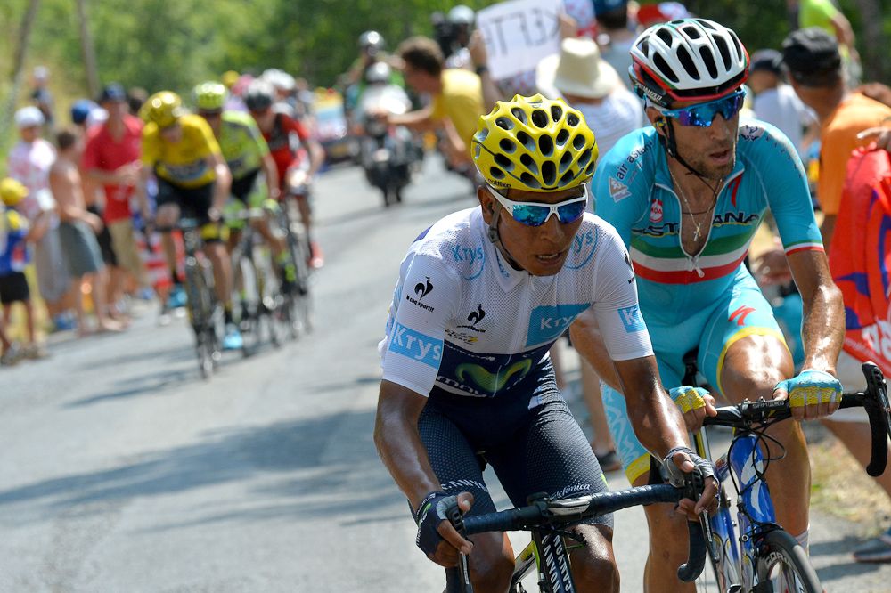 Nibali and Quintana on the attack during stage 14.