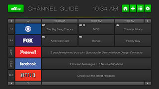 TV networks, websites and apps appear together on the device's Channel Guide.