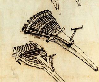 This 33-barrel organ, or gun, was another of da Vinci's inventions that was never built.