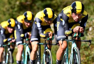 LottoNl-Jumbo en route to winning the team time trial