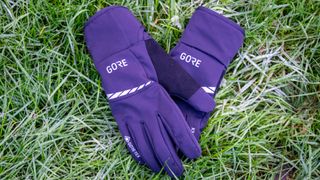 Gorewear C5 Gore Tex gloves on some dewy grass