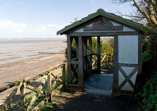 Banks promenade, the starting point for the Hadrian's Wall trail, at Bowness on Solway, Cumbria