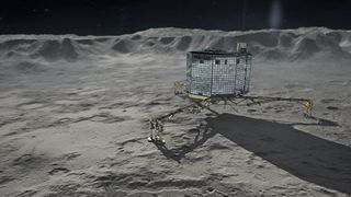 The European Space Agency’s Philae lander, which accompanied the Rosetta spacecraft, bounced back twice before settling in an awkward position inside a ditch.