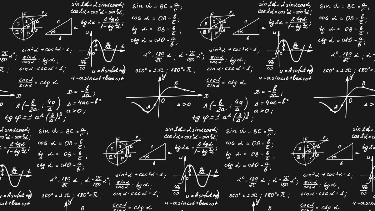 Chalkboard with math equations.