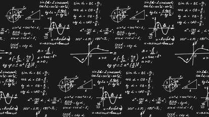 Chalkboard with math equations.