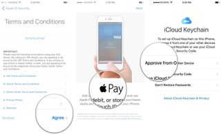 How to set up your iPhone as new: Agree to the terms and conditions, set up Apple Pay, then set up iCloud Keychain