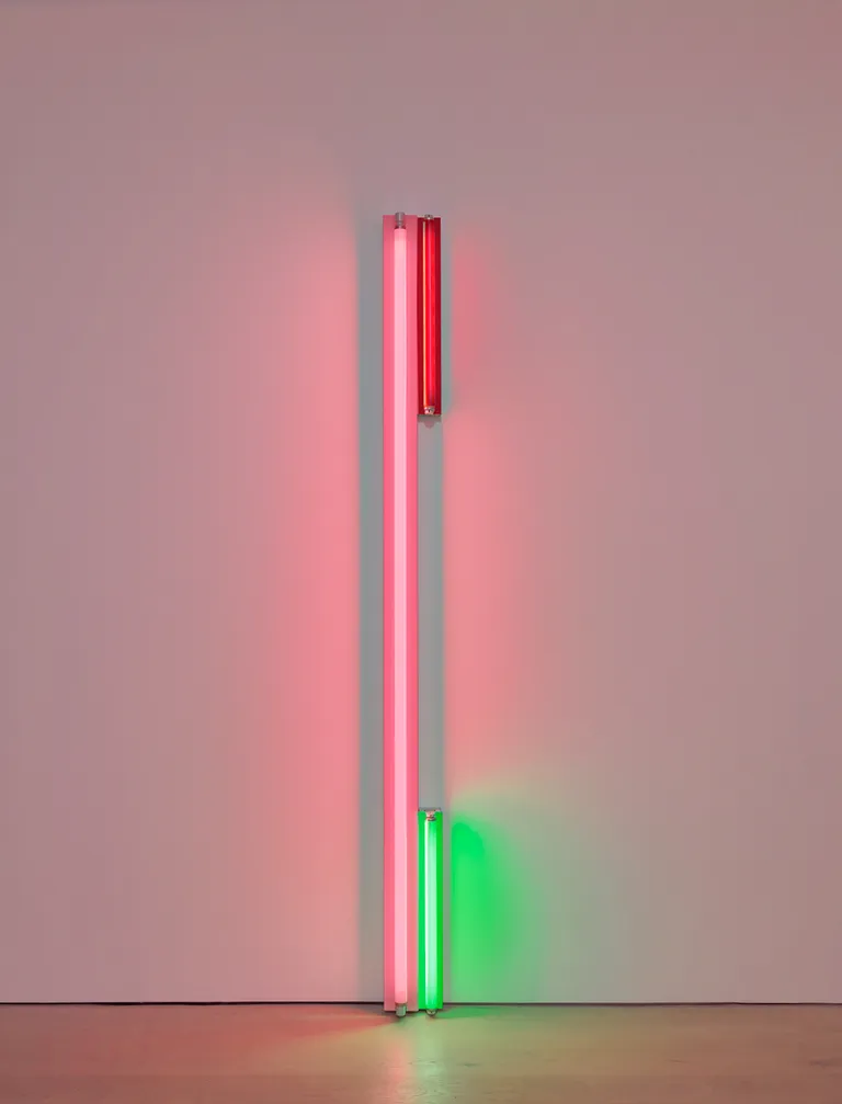 Dan Flavin untitled (fondly, to "Phip") 1976 pink, red, and green fluorescent light