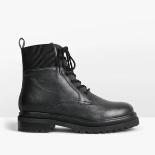 Trinity black boots with ribbed cuff
