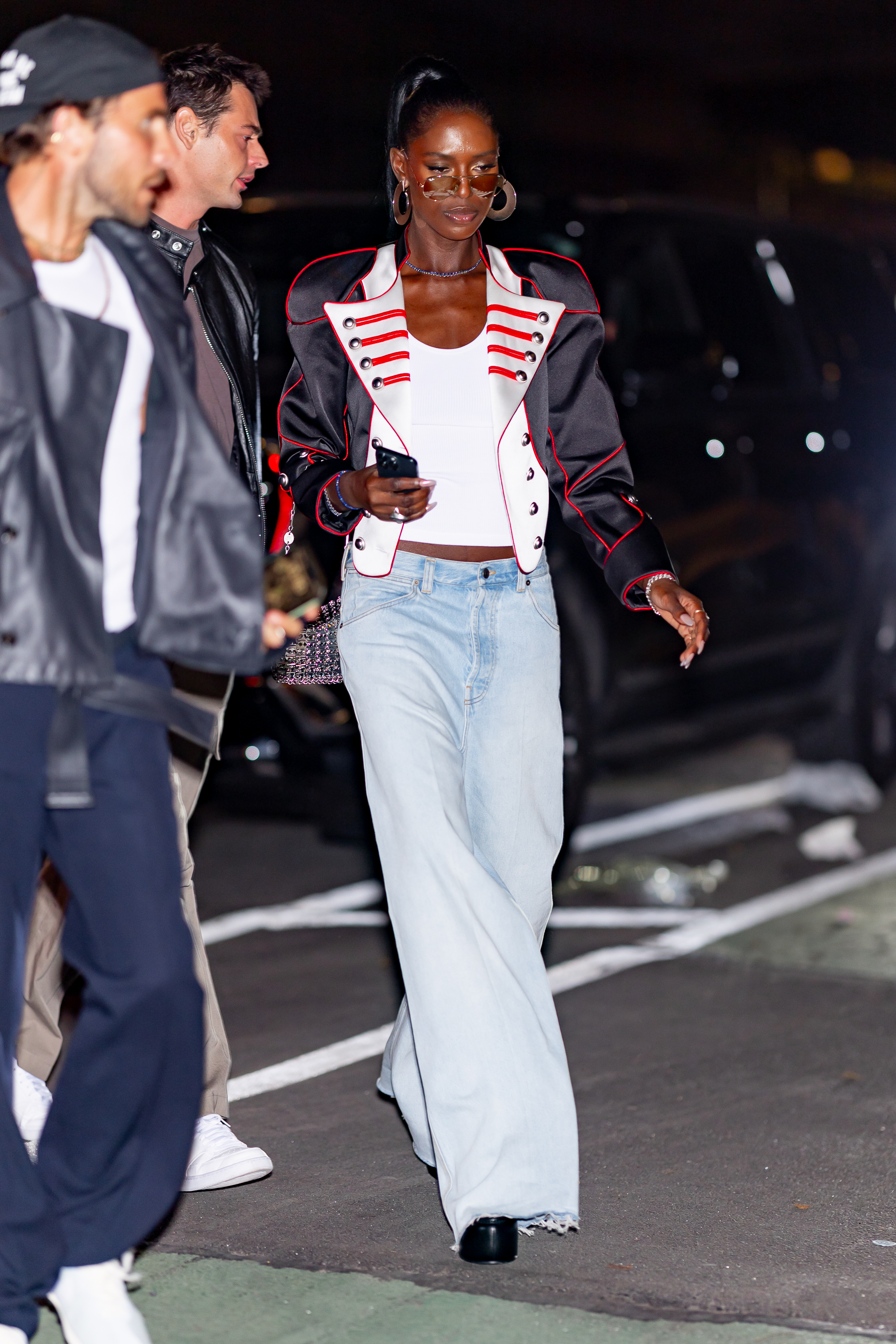 Jodie Turner-Smith attends a Victoria's Secret after party wearing the military jacket trend
