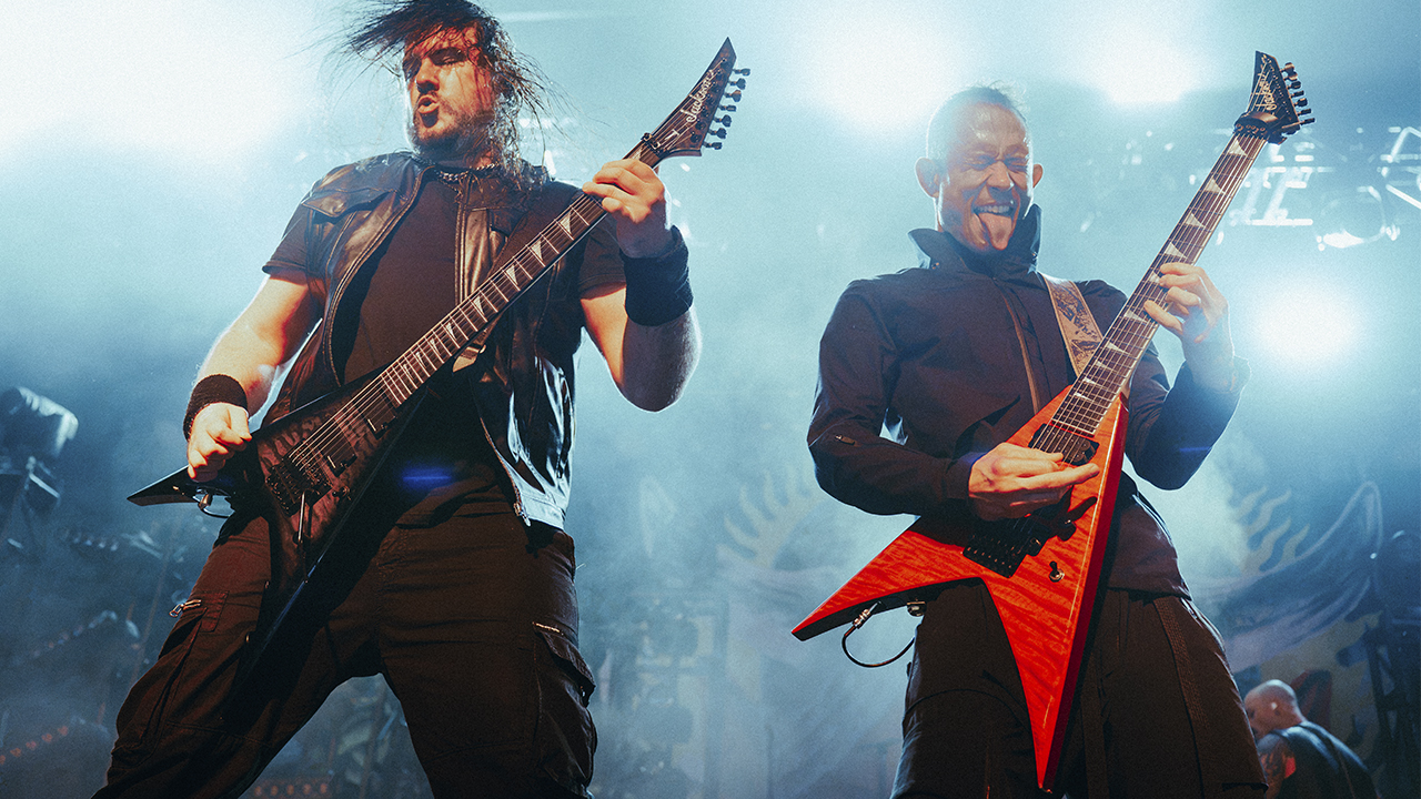 Live photos of Matt Heafy performing with Trivium on recent Australian tour 2026