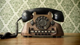 Old telephone made of copper