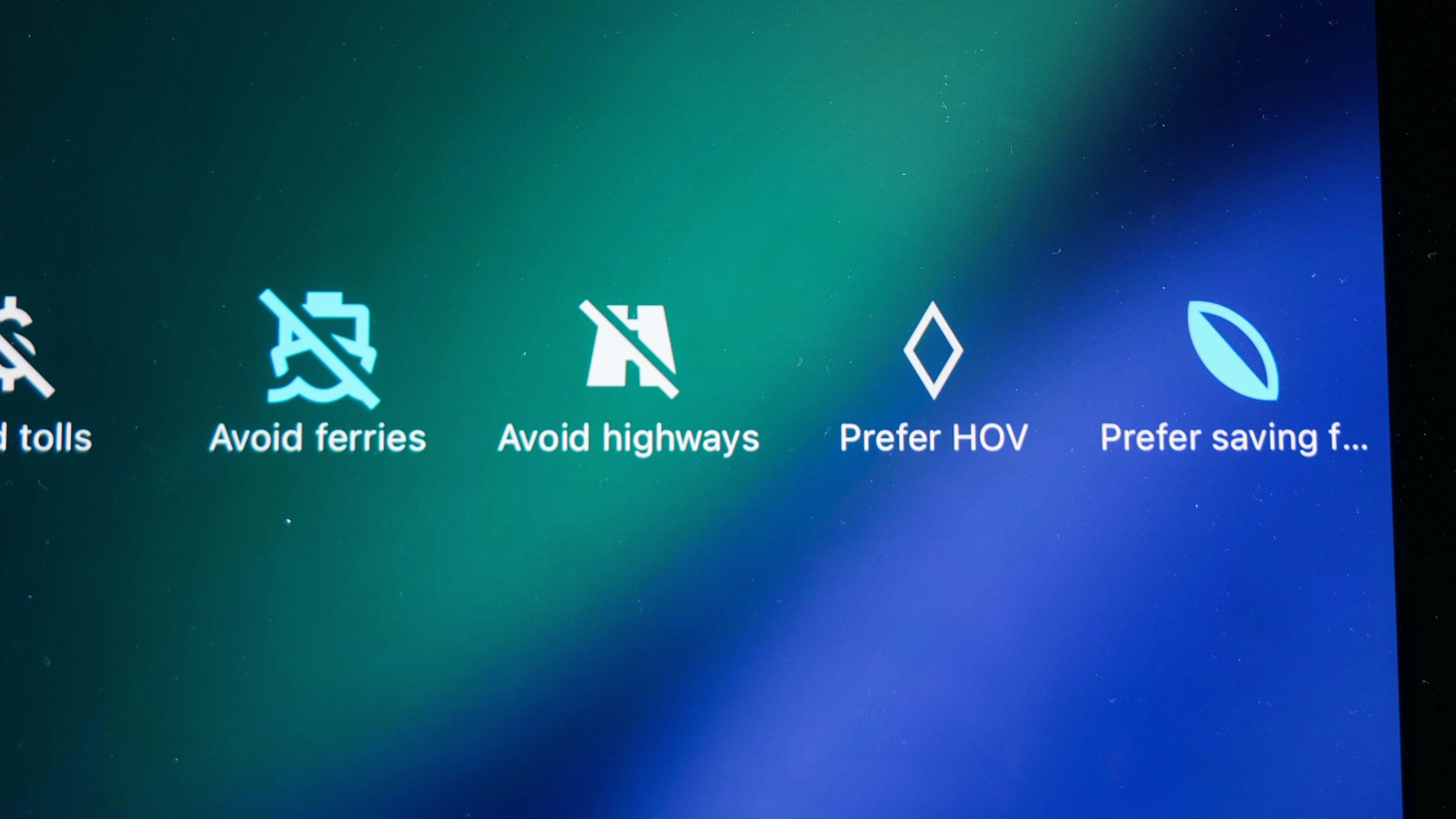 Google Maps in CarPlay showing prefer saving fuel route.