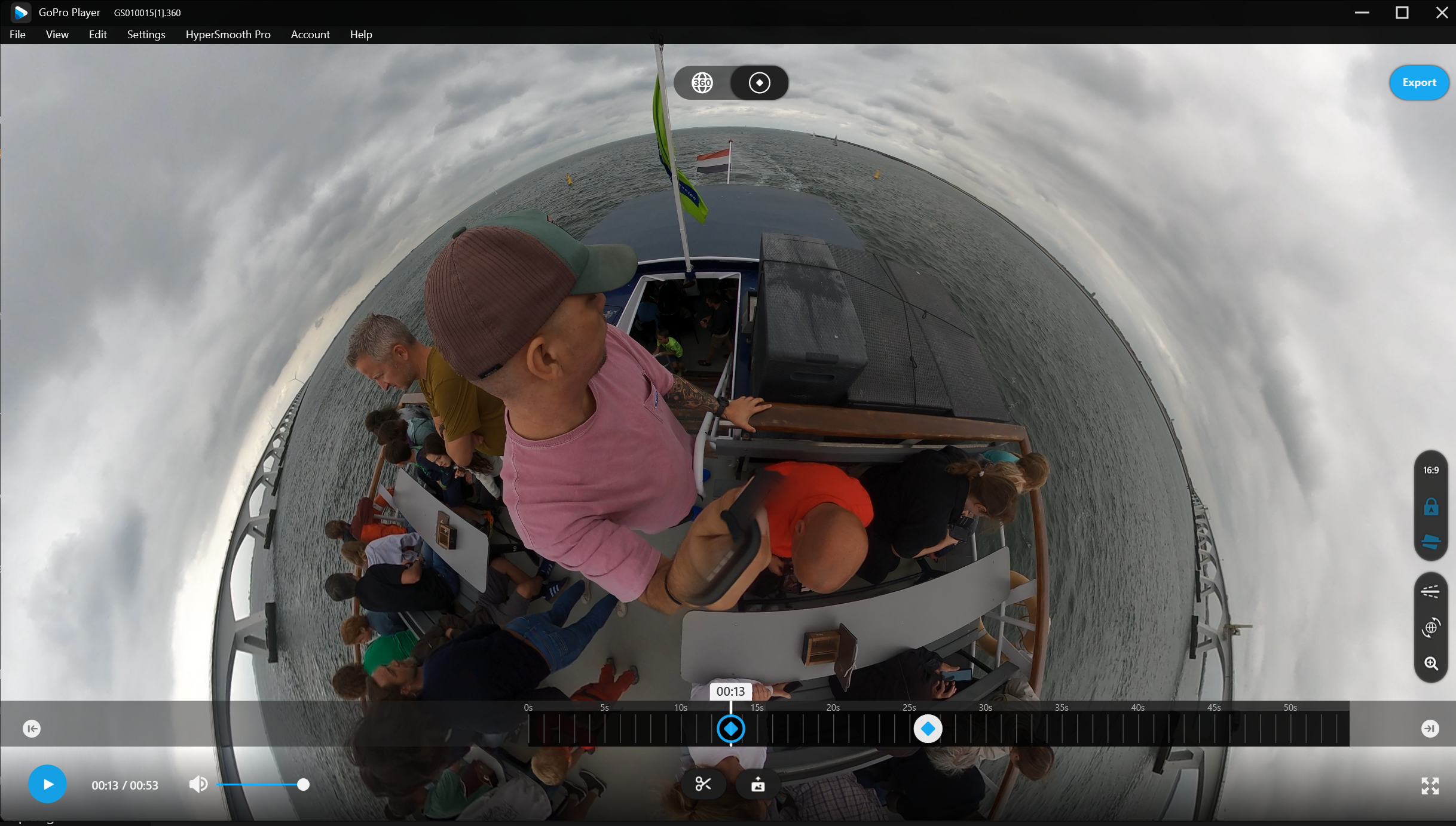 De GoPro-player op de desktop.