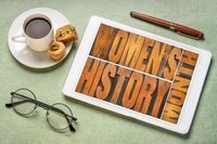 Women's history month on a tablet computer