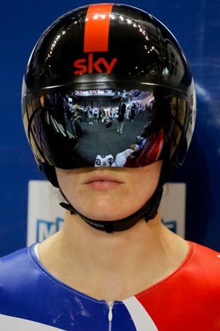 Victoria Pendleton focuses before a sprint heat